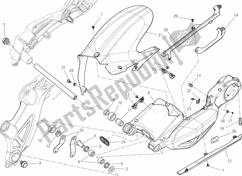 Tutte le parti per il Forcellone del Ducati Diavel Diesel Thailand 1200 2017